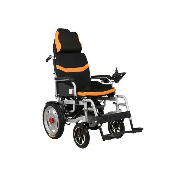 Складана електрична коляска для інвалідів з підголовником MIRID D6036C. Літієва батарея – 20аг.